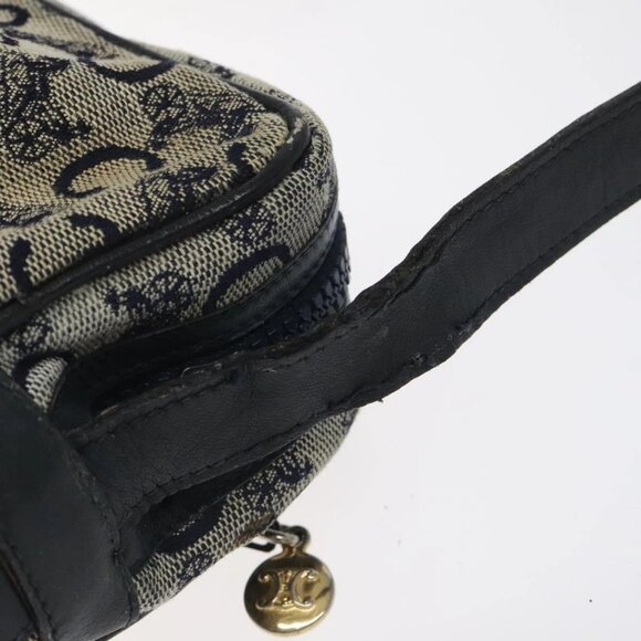 CELINE C Sulky Shoulder Bag Canvas Navy Gold - Picture 12 of 16